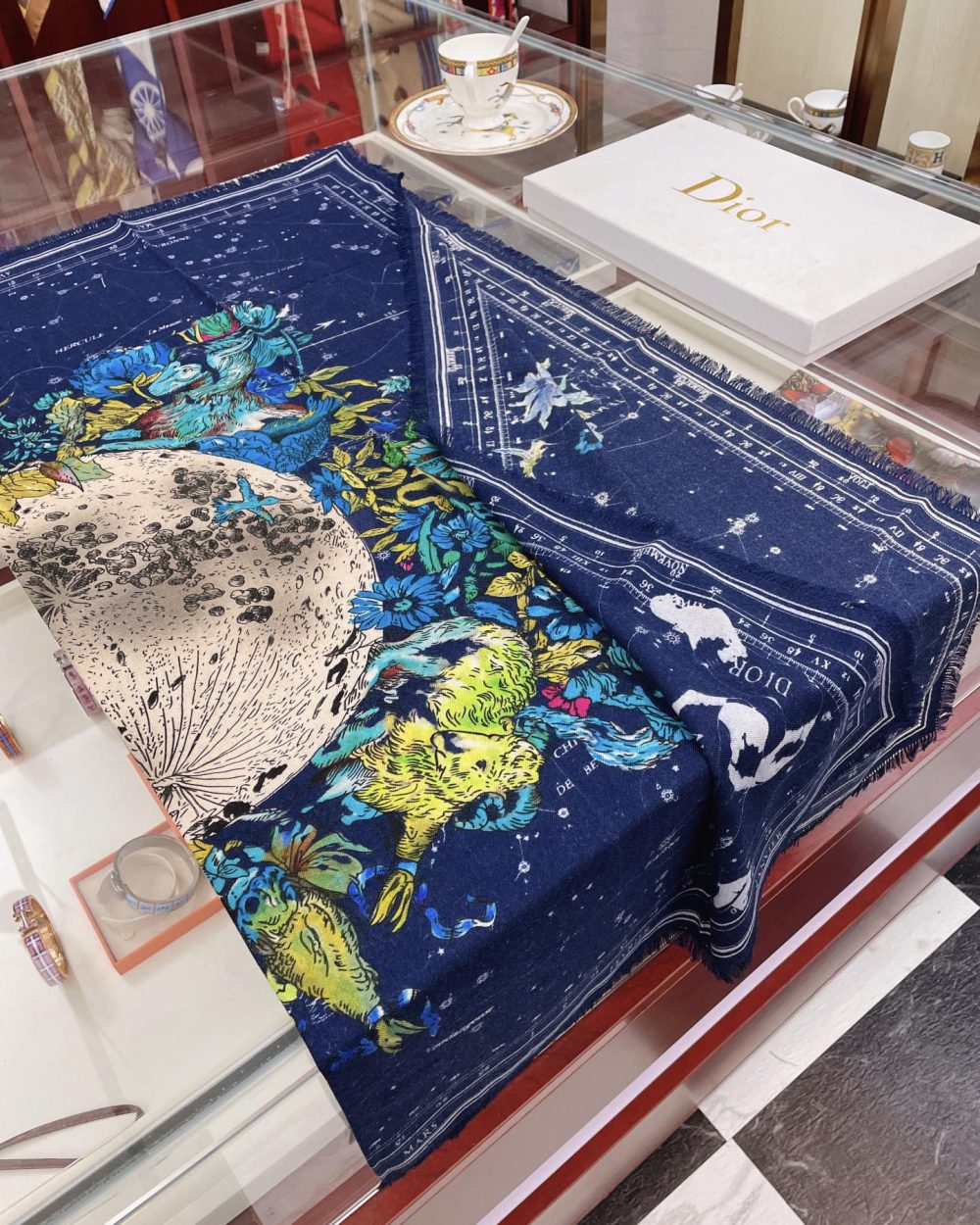 Dior Zodiac 90 Square Navy Blue Silk Twill Scarf 110cm/43in 15ZOD090I607_C540 