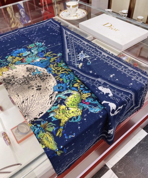 Dior Zodiac 90 Square Navy Blue Silk Twill Scarf 110cm/43in 15ZOD090I607_C540 