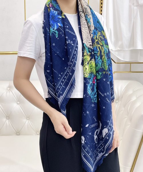 Dior Zodiac 90 Square Navy Blue Silk Twill Scarf 110cm/43in 15ZOD090I607_C540 