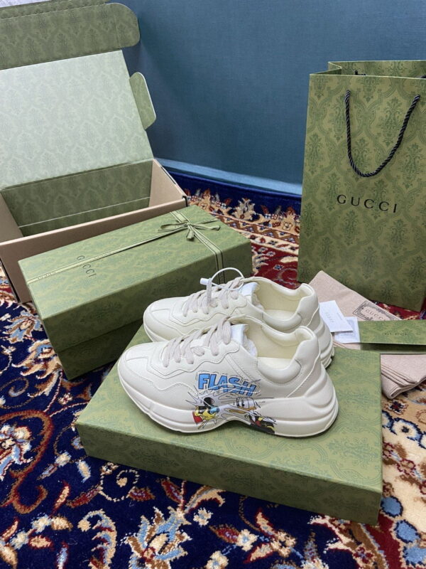 Disney x Gucci Women's Rhyton Sneakers With Donald Duck White Ivory For Women 646509-DRW00-9522