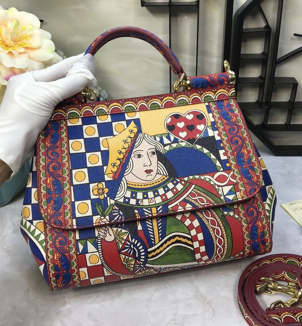 Dolce & Gabbana 90s Sicily Bag With Logo Print Multicolor For Women 10.2in/26cm DG