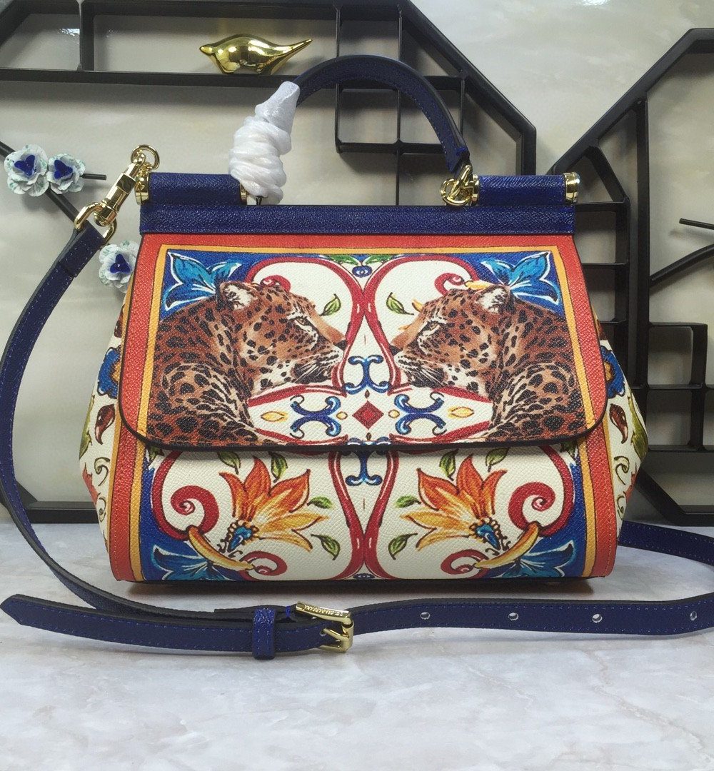 Dolce & Gabbana 90s Sicily Bag With Logo Print Multicolor For Women 10.2in/26cm DG