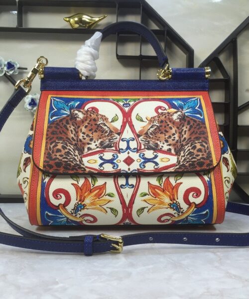 Dolce & Gabbana 90s Sicily Bag With Logo Print Multicolor For Women 10.2in/26cm DG