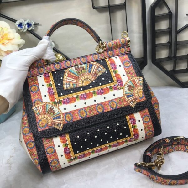 Dolce & Gabbana 90s Sicily Bag With Logo Print Multicolor For Women 10.2in/26cm DG