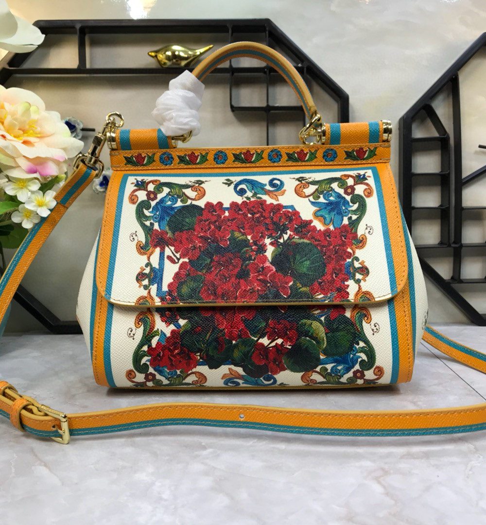 Dolce & Gabbana 90s Sicily Bag With Logo Print Multicolor For Women 10.2in/26cm DG
