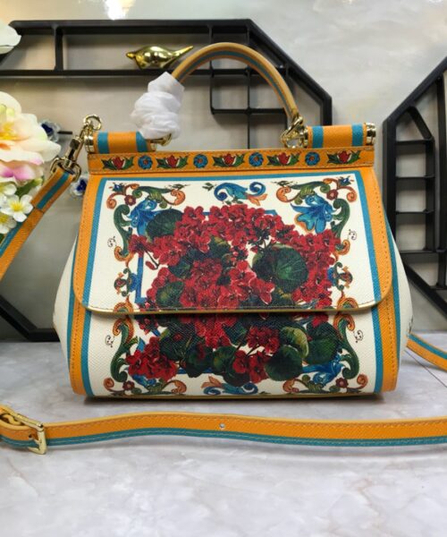 Dolce & Gabbana 90s Sicily Bag With Logo Print Multicolor For Women 10.2in/26cm DG