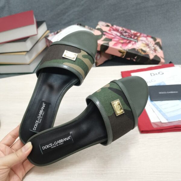 Dolce & Gabbana Camouflage Patchwork Slides Black For Women DG Shoes