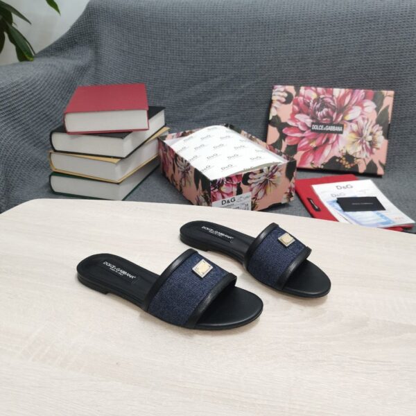 Dolce & Gabbana Camouflage Patchwork Slides Black For Women DG Shoes