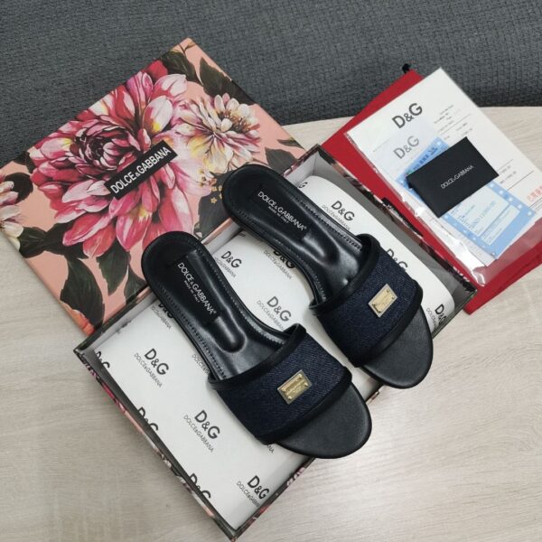 Dolce & Gabbana Camouflage Patchwork Slides Black For Women DG Shoes