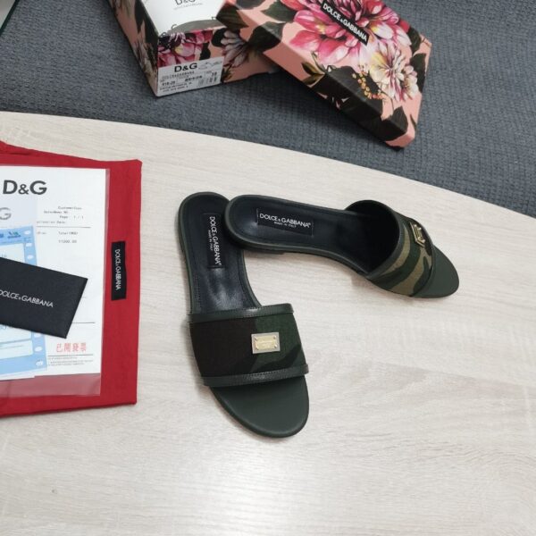Dolce & Gabbana Camouflage Patchwork Slides Black For Women DG Shoes