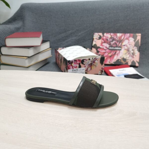 Dolce & Gabbana Camouflage Patchwork Slides Black For Women DG Shoes