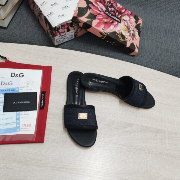 Dolce & Gabbana Camouflage Patchwork Slides Black For Women DG Shoes