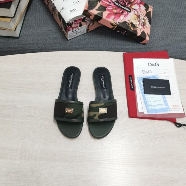 Dolce & Gabbana Camouflage Patchwork Slides Black For Women DG Shoes