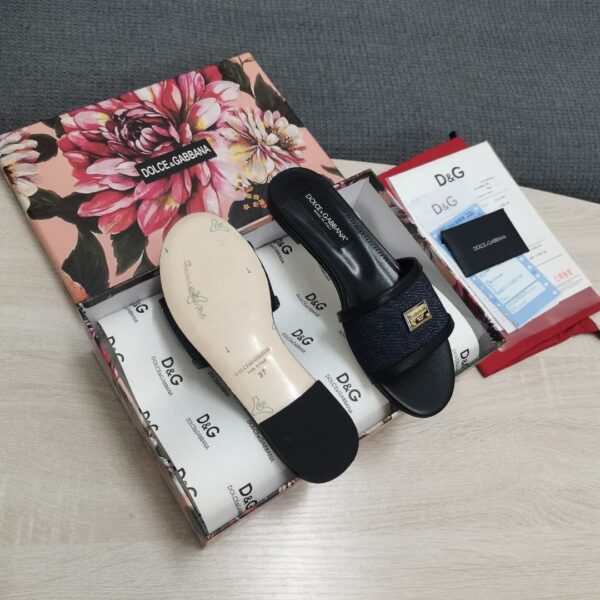 Dolce & Gabbana Camouflage Patchwork Slides Black For Women DG Shoes