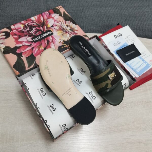 Dolce & Gabbana Camouflage Patchwork Slides Black For Women DG Shoes