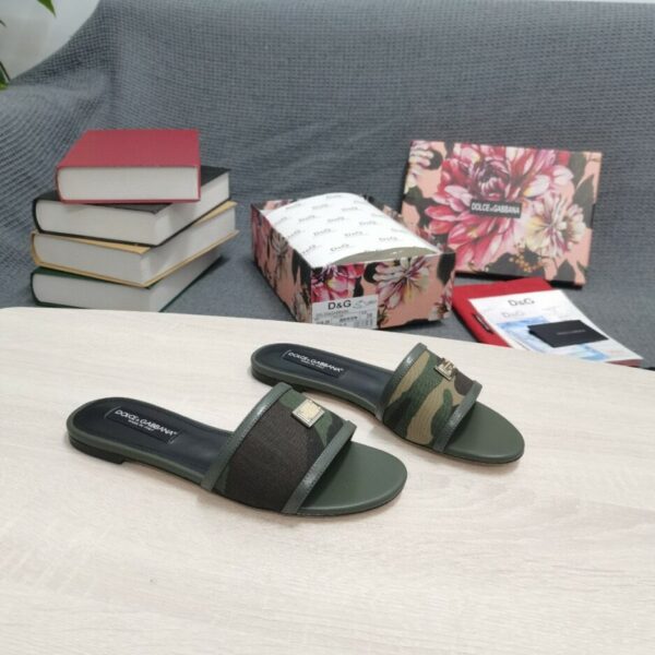 Dolce & Gabbana Camouflage Patchwork Slides Black For Women DG Shoes