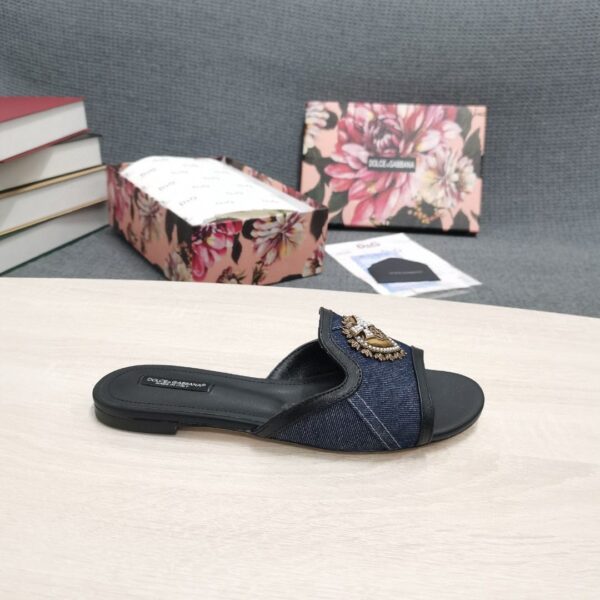 Dolce & Gabbana Devotion Slides In Camouflage Patchwork Black For Women DG Shoes