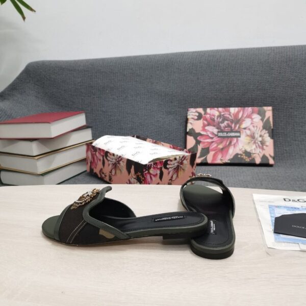 Dolce & Gabbana Devotion Slides In Camouflage Patchwork Black For Women DG Shoes  CQ0446AY8438N913
