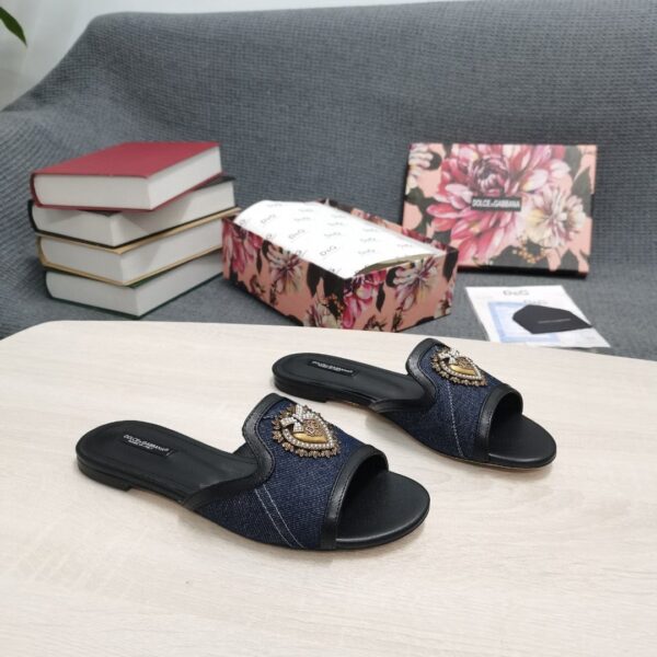 Dolce & Gabbana Devotion Slides In Camouflage Patchwork Black For Women DG Shoes