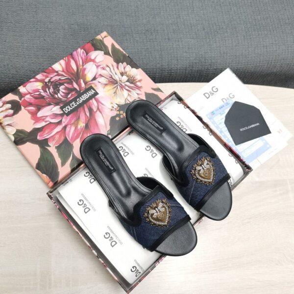 Dolce & Gabbana Devotion Slides In Camouflage Patchwork Black For Women DG Shoes