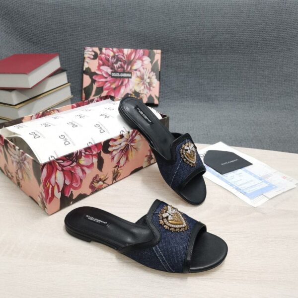 Dolce & Gabbana Devotion Slides In Camouflage Patchwork Black For Women DG Shoes