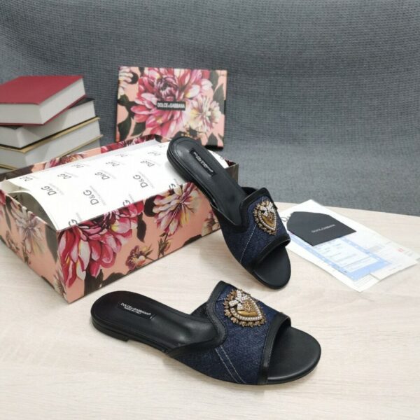 Dolce & Gabbana Devotion Slides In Camouflage Patchwork Black For Women DG Shoes