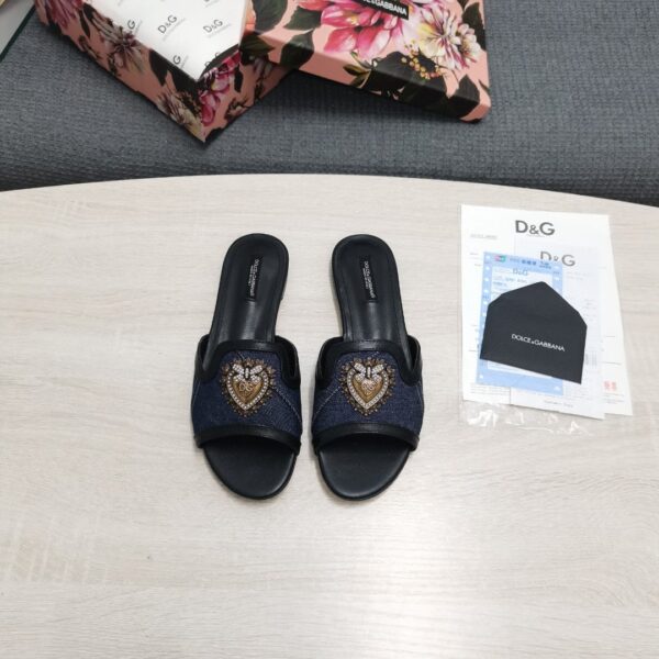 Dolce & Gabbana Devotion Slides In Camouflage Patchwork Black For Women DG Shoes