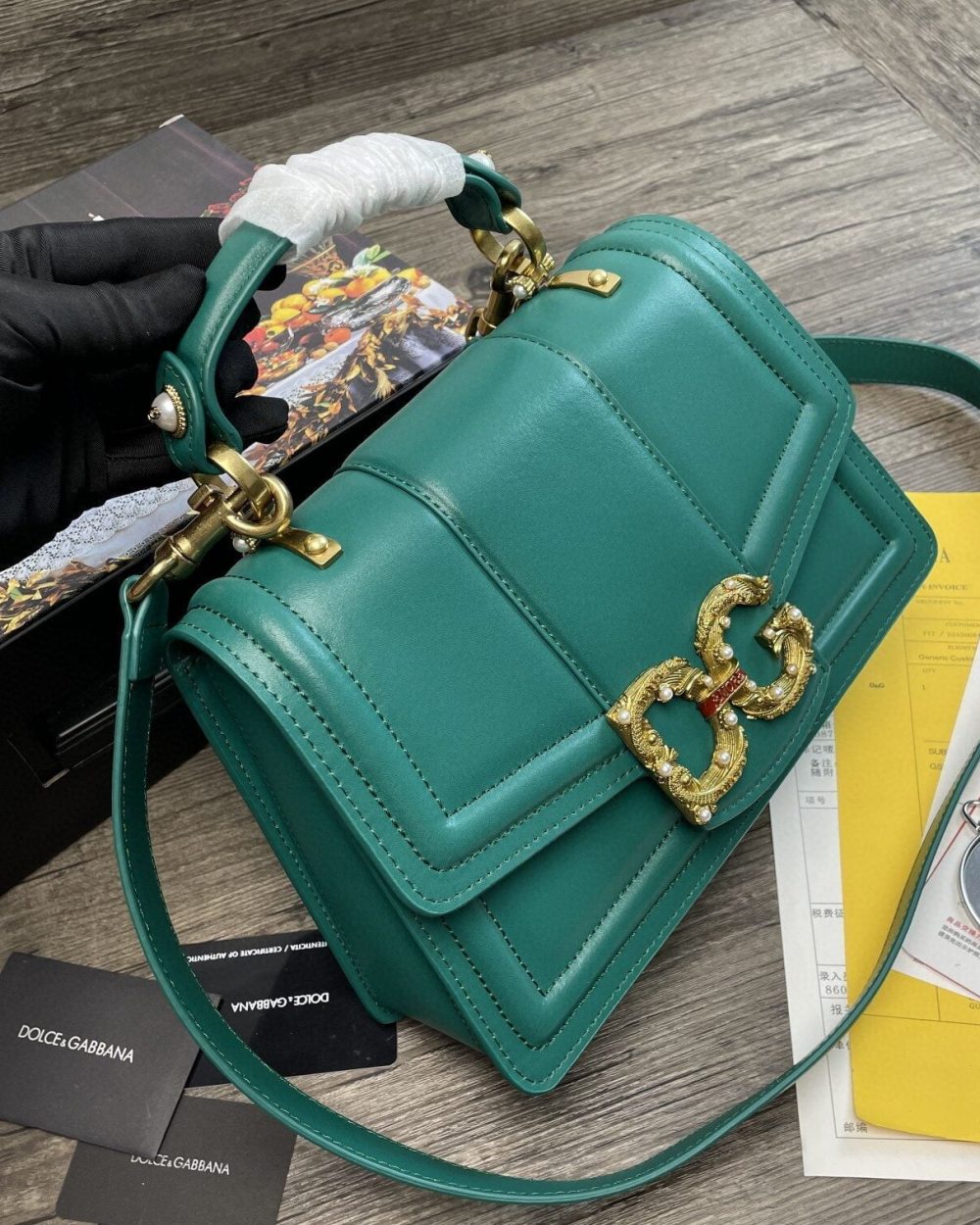 Dolce & Gabbana DG Girls Bag In Quilted Nappa Green For Women 10.6in/27cm DG