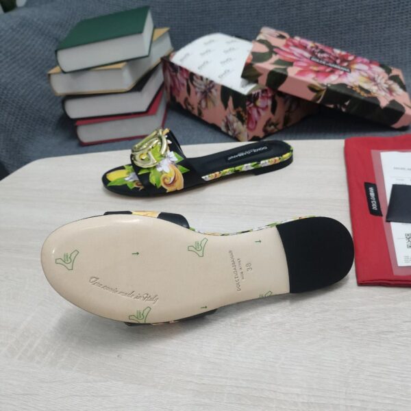 Dolce & Gabbana Jacquard Slides With DG Logo Black For Women DG Shoes