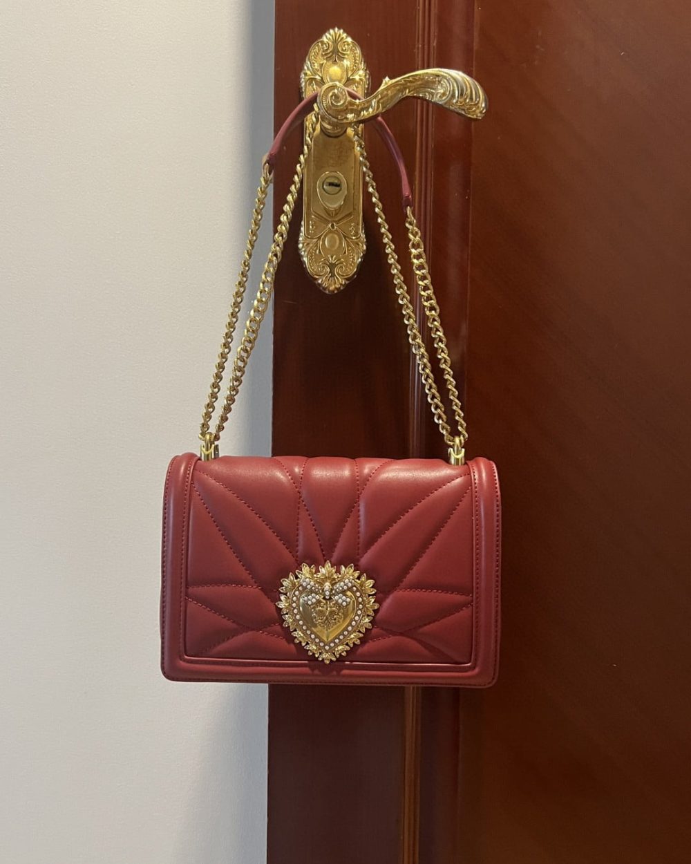 Dolce & Gabbana Large Devotion Bag In Quilted Nappa Burgundy For Women 10in/26cm DG