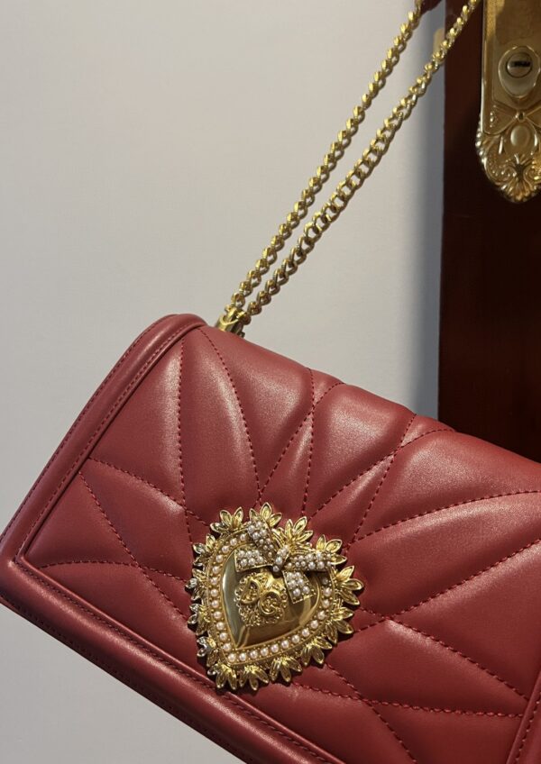 Dolce & Gabbana Large Devotion Bag In Quilted Nappa Burgundy For Women 10in/26cm DG