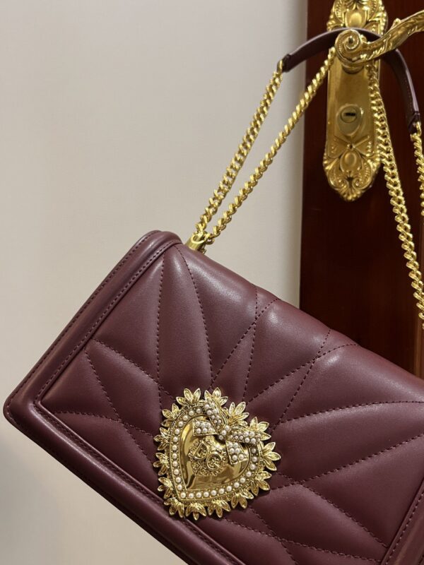 Dolce & Gabbana Large Devotion Bag In Quilted Nappa Dark Violet For Women 10in/26cm DG