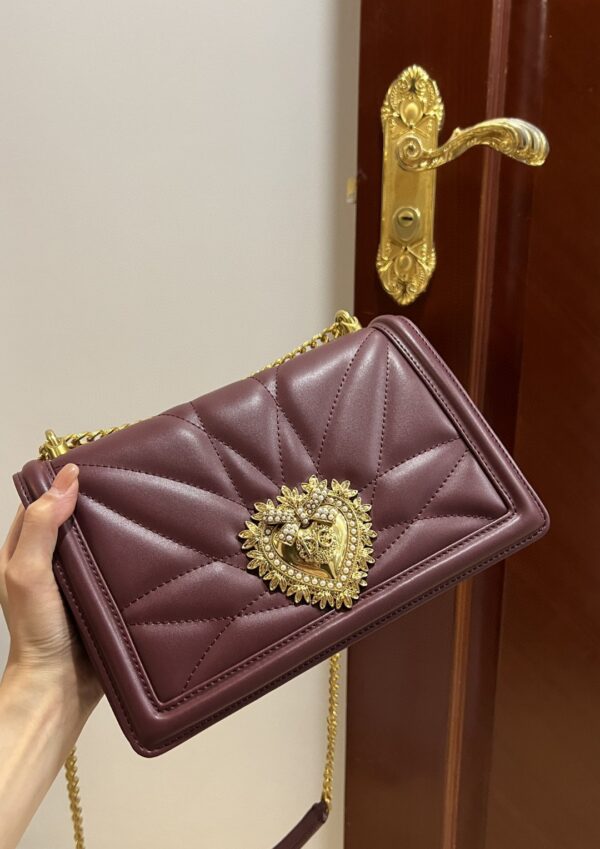 Dolce & Gabbana Large Devotion Bag In Quilted Nappa Dark Violet For Women 10in/26cm DG