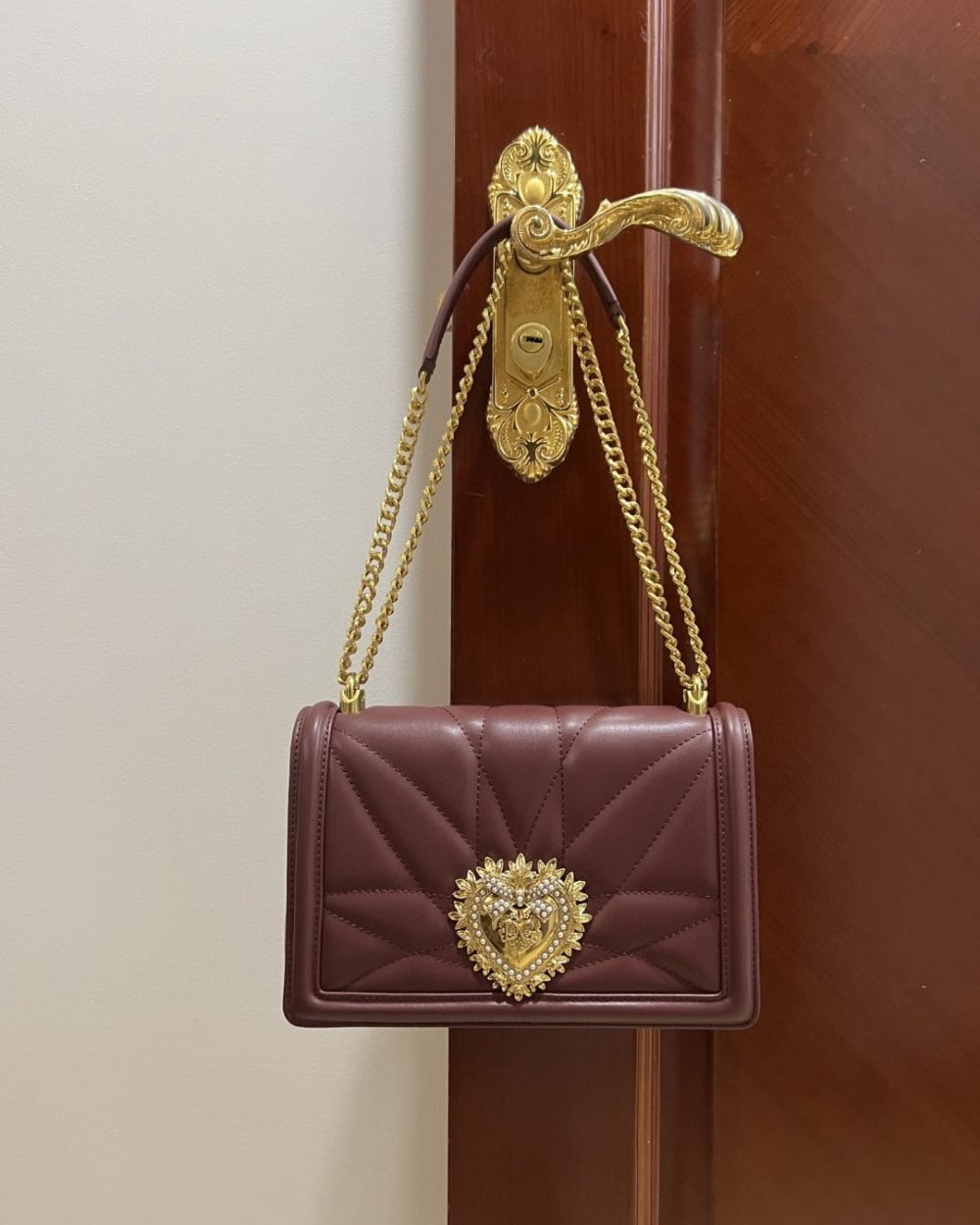 Dolce & Gabbana Large Devotion Bag In Quilted Nappa Dark Violet For Women 10in/26cm DG