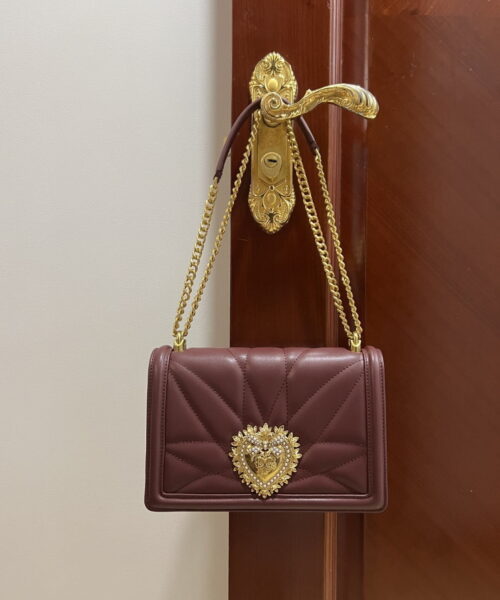 Dolce & Gabbana Large Devotion Bag In Quilted Nappa Dark Violet For Women 10in/26cm DG