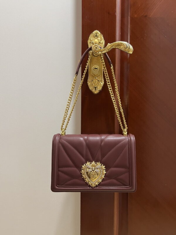 Dolce & Gabbana Large Devotion Bag In Quilted Nappa Dark Violet For Women 10in/26cm DG