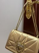 Dolce & Gabbana Large Devotion Bag In Quilted Nappa Gold For Women 10in/26cm DG