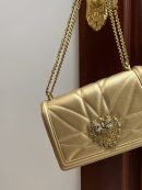 Dolce & Gabbana Large Devotion Bag In Quilted Nappa Gold For Women 10in/26cm DG