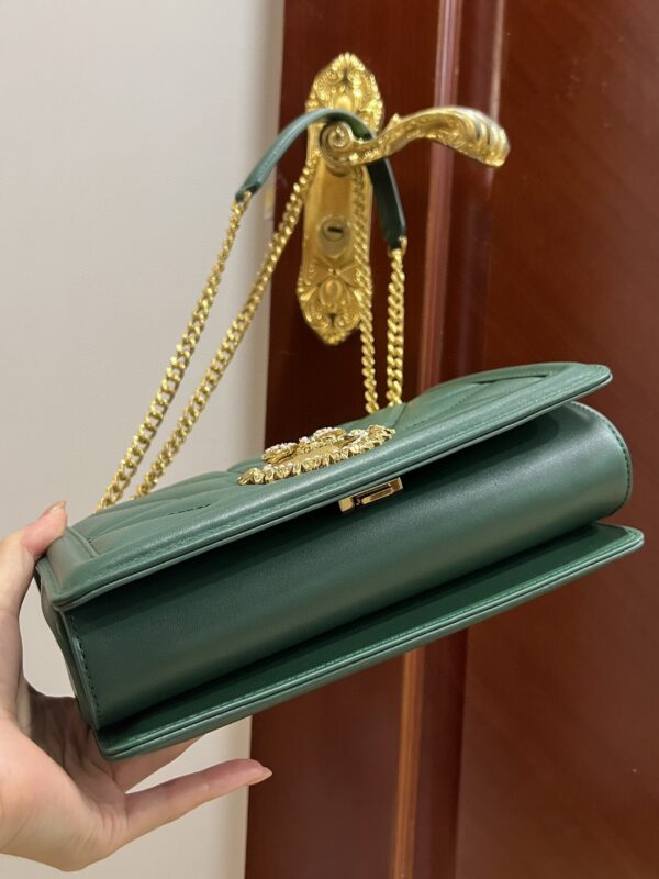 Dolce & Gabbana Large Devotion Bag In Quilted Nappa Green For Women 10in/26cm DG