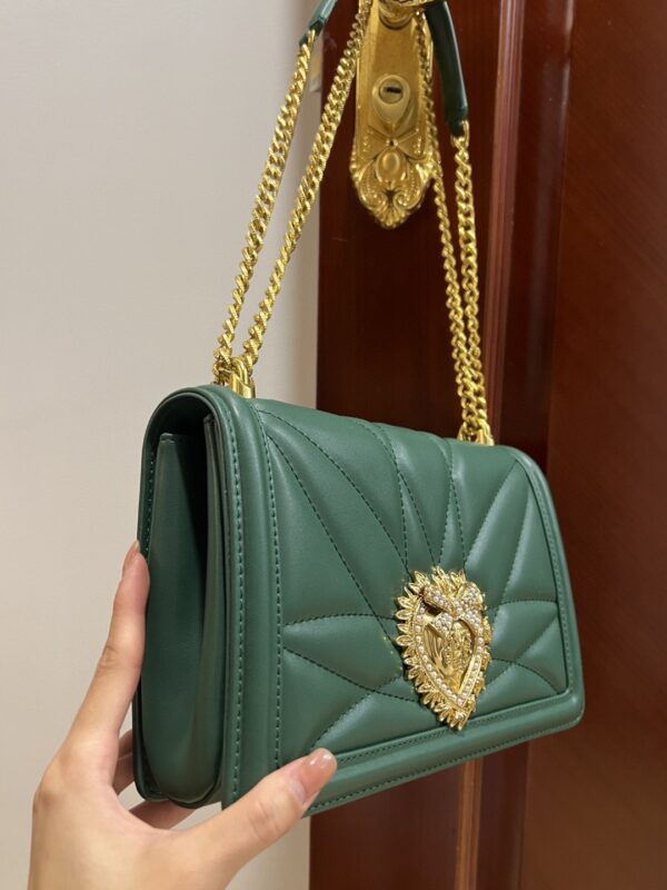 Dolce & Gabbana Large Devotion Bag In Quilted Nappa Green For Women 10in/26cm DG