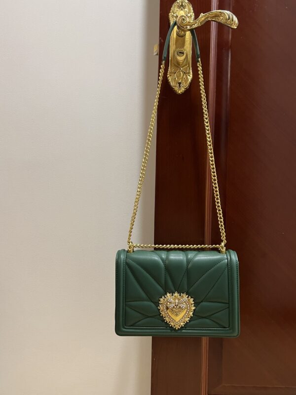 Dolce & Gabbana Large Devotion Bag In Quilted Nappa Green For Women 10in/26cm DG