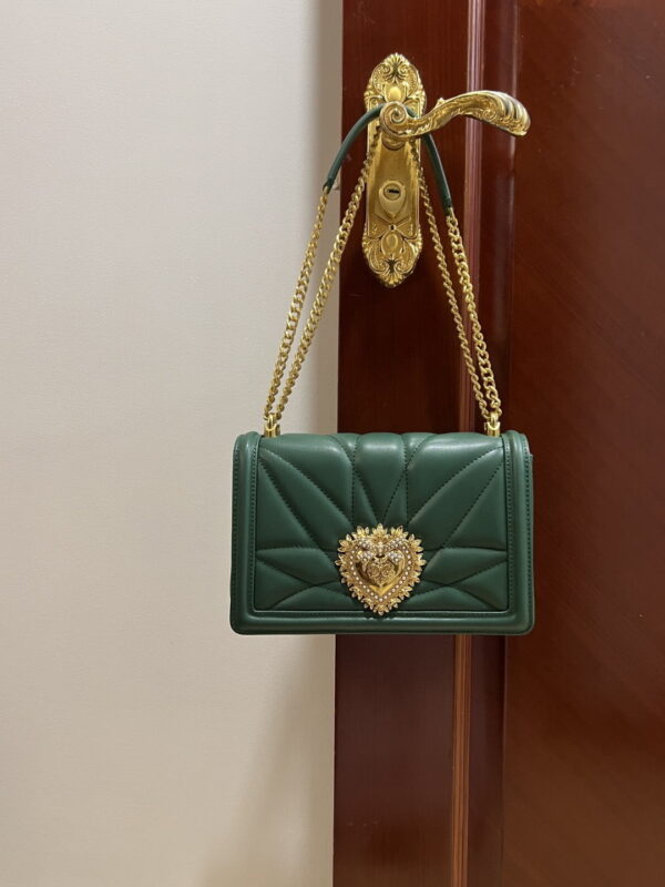 Dolce & Gabbana Large Devotion Bag In Quilted Nappa Green For Women 10in/26cm DG