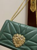 Dolce & Gabbana Large Devotion Bag In Quilted Nappa Green For Women 10in/26cm DG
