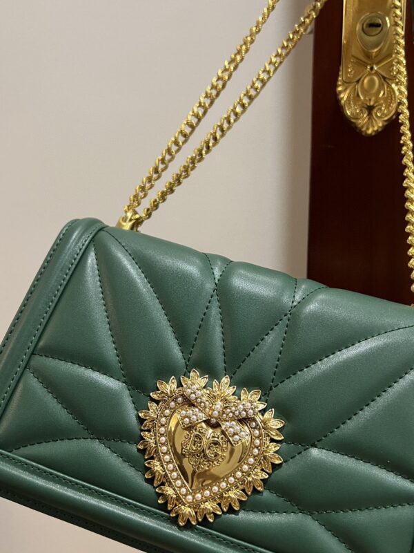 Dolce & Gabbana Large Devotion Bag In Quilted Nappa Green For Women 10in/26cm DG