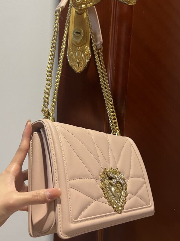 Dolce & Gabbana Large Devotion Bag In Quilted Nappa Pale Pink For Women 10in/26cm DG BB6651AV96780412