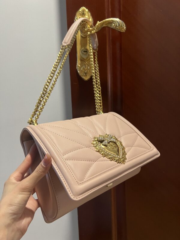 Dolce & Gabbana Large Devotion Bag In Quilted Nappa Pale Pink For Women 10in/26cm DG BB6651AV96780412