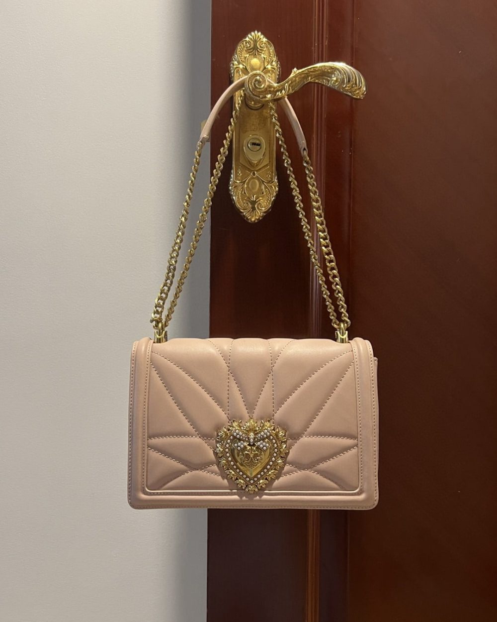 Dolce & Gabbana Large Devotion Bag In Quilted Nappa Pale Pink For Women 10in/26cm DG BB6651AV96780412