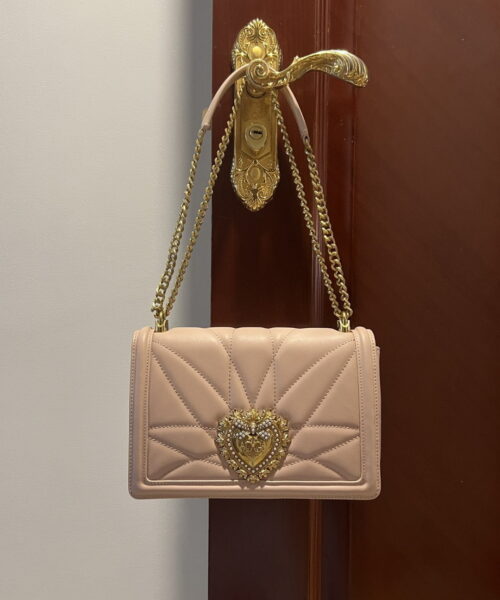Dolce & Gabbana Large Devotion Bag In Quilted Nappa Pale Pink For Women 10in/26cm DG BB6651AV96780412