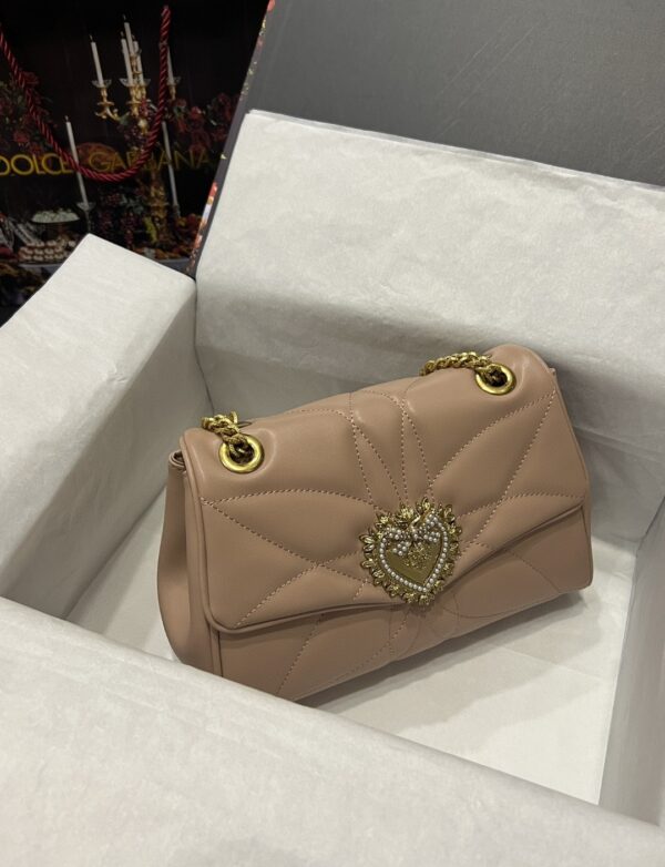 Dolce & Gabbana Large Devotion Shoulder Bag In Quilted Nappa Beige For Women 11.4in/29cm DG