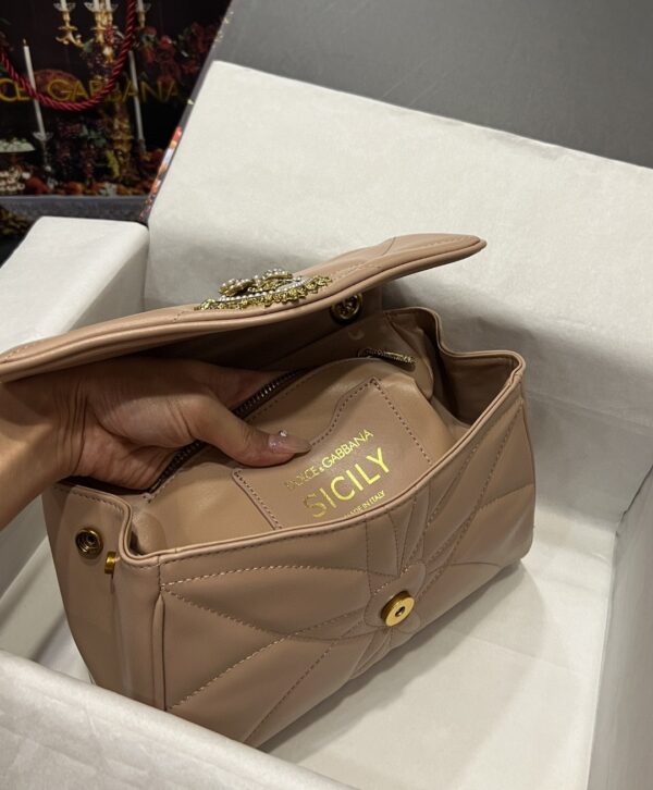 Dolce & Gabbana Large Devotion Shoulder Bag In Quilted Nappa Beige For Women 11.4in/29cm DG